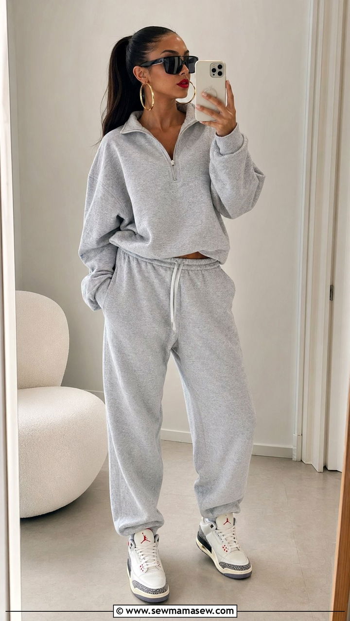 Mesh Layering Top and Parachute Track Pants - 30 Basketball game outfit ideas