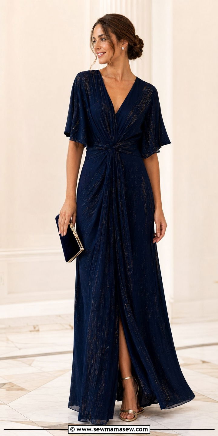 Metallic Accent Maxi Dress Wedding Guest Outfit - 30 Wedding guest outfits summer 2026