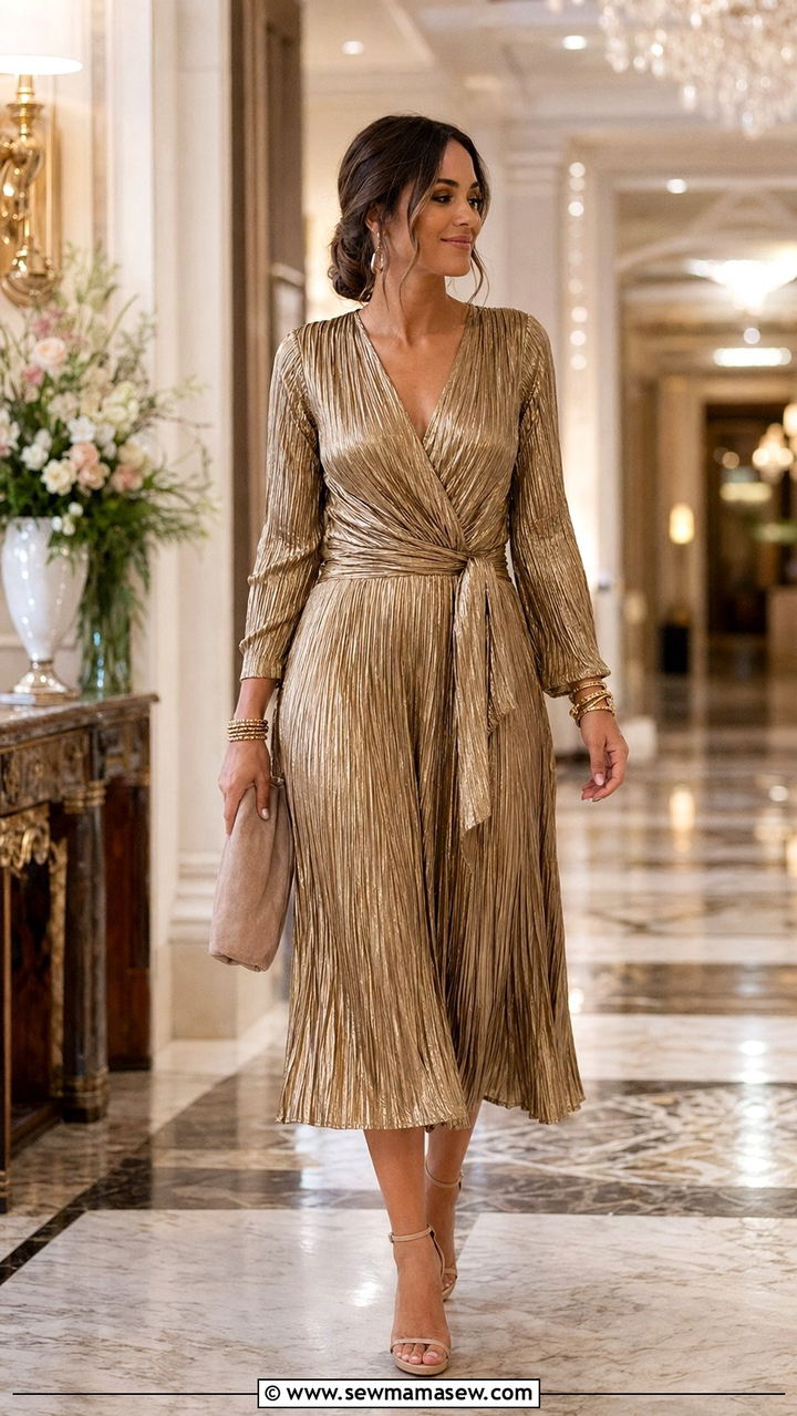 Metallic Gold Dress Wedding Guest - 30 wedding guest outfits inspo