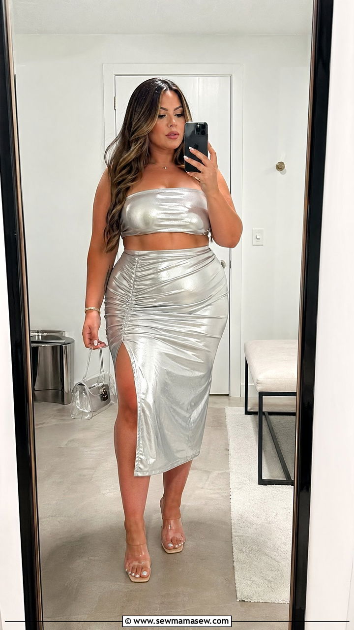Metallic Two Piece Set for Concert - 35 Concert outfits for midsize women