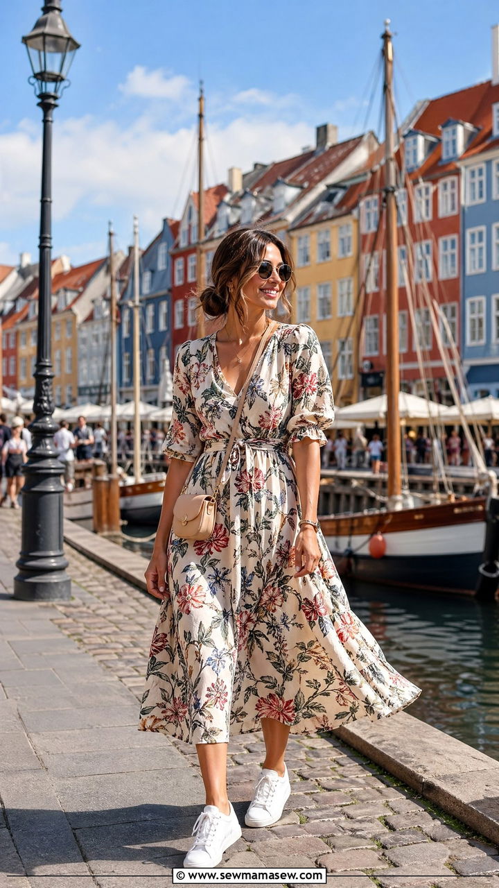 Midi Dress And White Sneakers Copenhagen Outfit - 35 Copenhagen outfits ideas