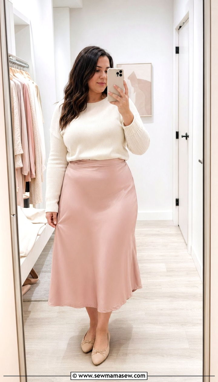 Midi Skirt With A Lightweight Sweater - 30 Work outfits for midsize women