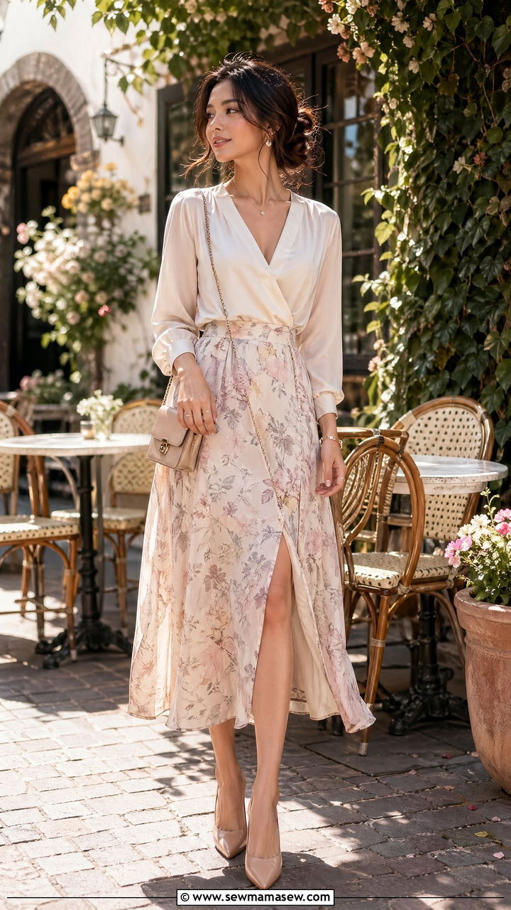 Midi Skirt With Tucked In Blouse - 35 Cute outfits for petite women