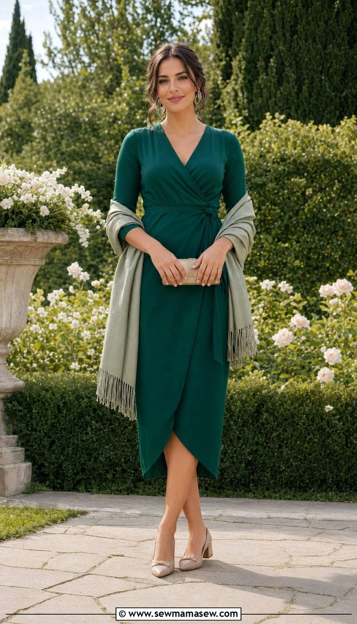Midi Wrap Dress Wedding Guest Outfit - 30 wedding guest outfits for modest women