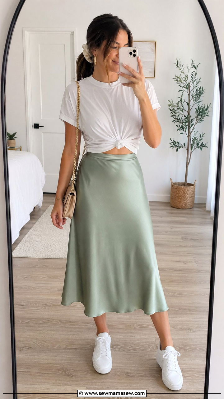 Midi skirt and tee for Six Flags - 35 Six Flags outfit ideas