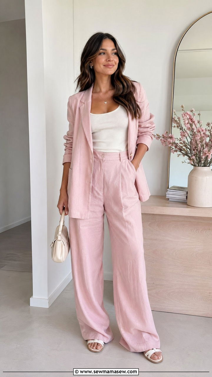 Minimal Tank With Soft Tailored Co Ord Set - 35 spring soft girl outfit ideas