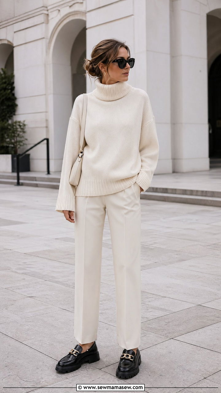 Minimalist Monochrome Outfit With Statement Loafers - 35 streetwear outfits