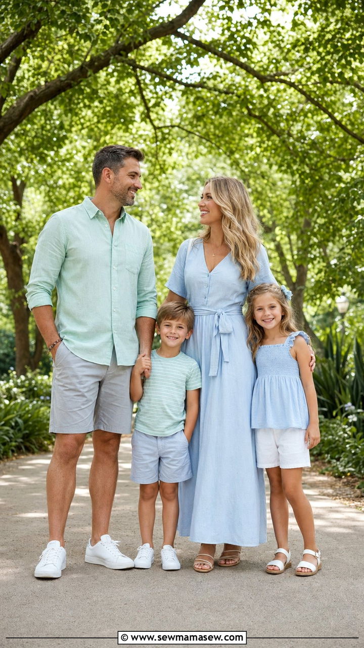 Mint Green And Powder Blue Family Outfits - 30 What to wear for summer family photos