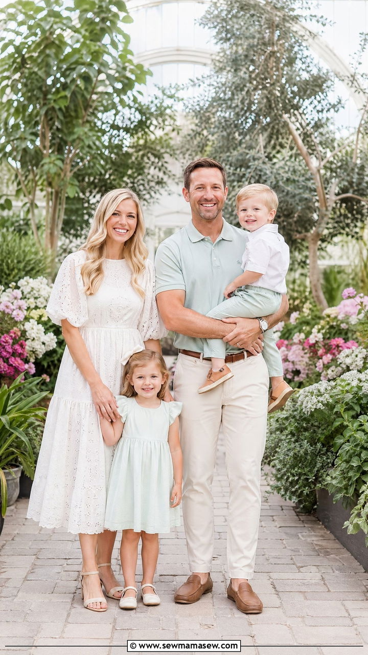 Mint Green and Ivory Family Photo Outfit - 35 spring family photoshoot outfit ideas