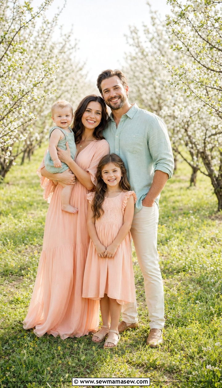 Mint Green and Peach Family Picture Outfits - 30 What to wear for spring family photos