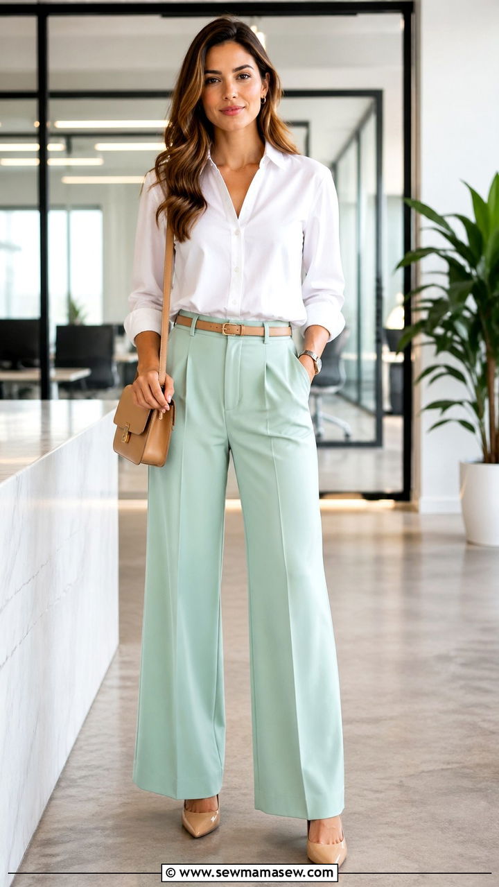 Mint Two Piece Linen Set Outfit - 30 Spring mint outfit ideas