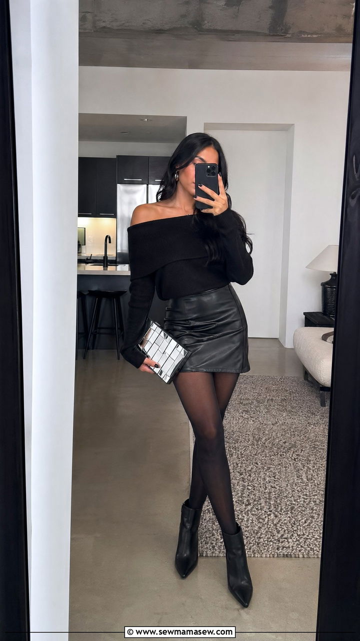 Mirror Clutch Bag With All Black Outfit - 35 Clutch bag outfit ideas