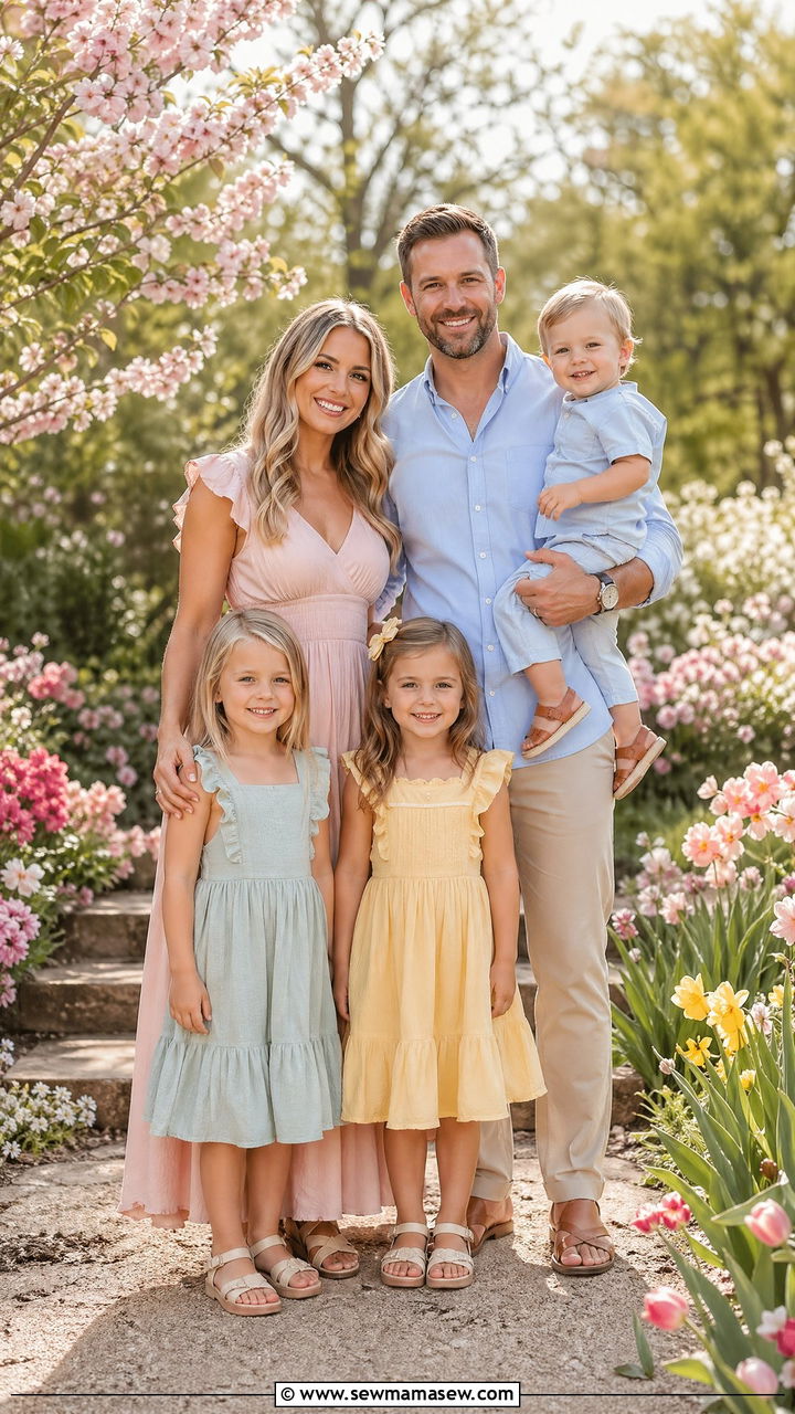 Mixed Pastel Spring Family Photo Outfit - 35 spring family photoshoot outfit ideas