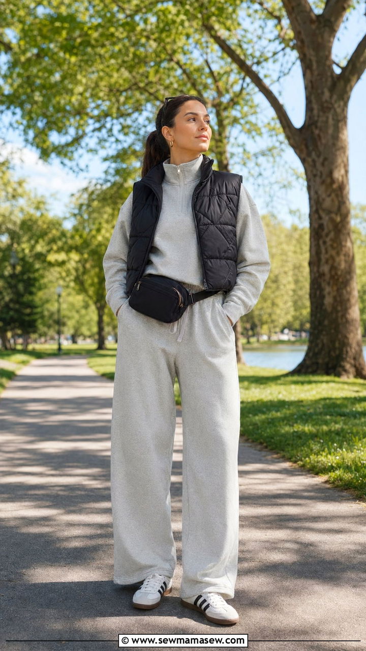 Modest Athleisure Outfit With Wide Leg Sweatpants - 35 Modest fashion outfit ideas