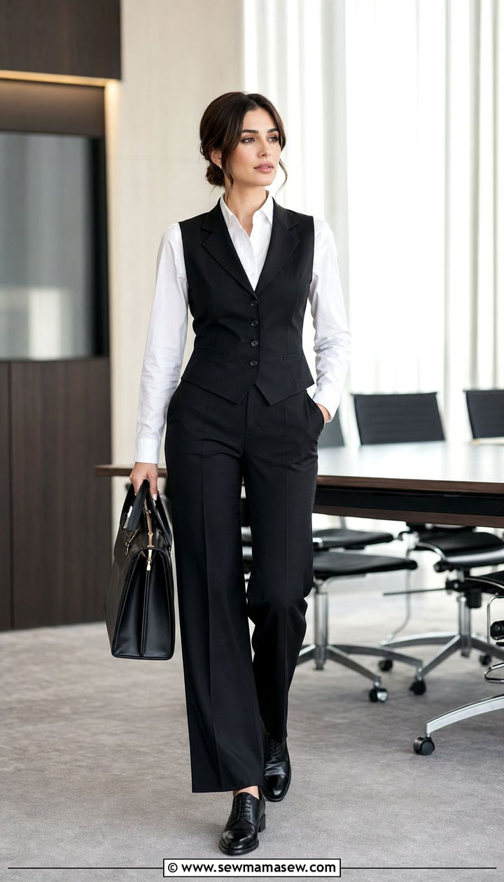Modest Business Meeting Outfit With Suit Vest - 35 Modest fashion outfit ideas