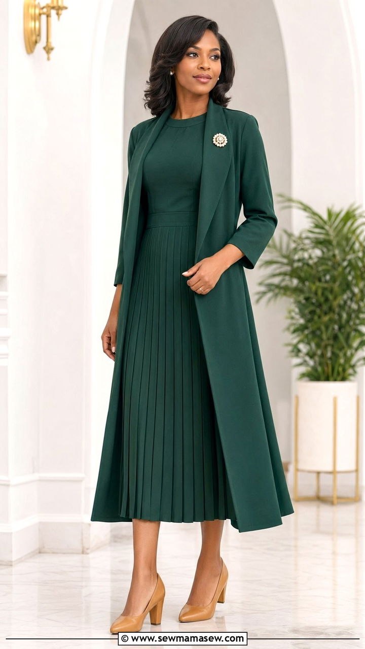Modest Church Outfit With Pleated Midi Dress - 35 Modest fashion outfit ideas