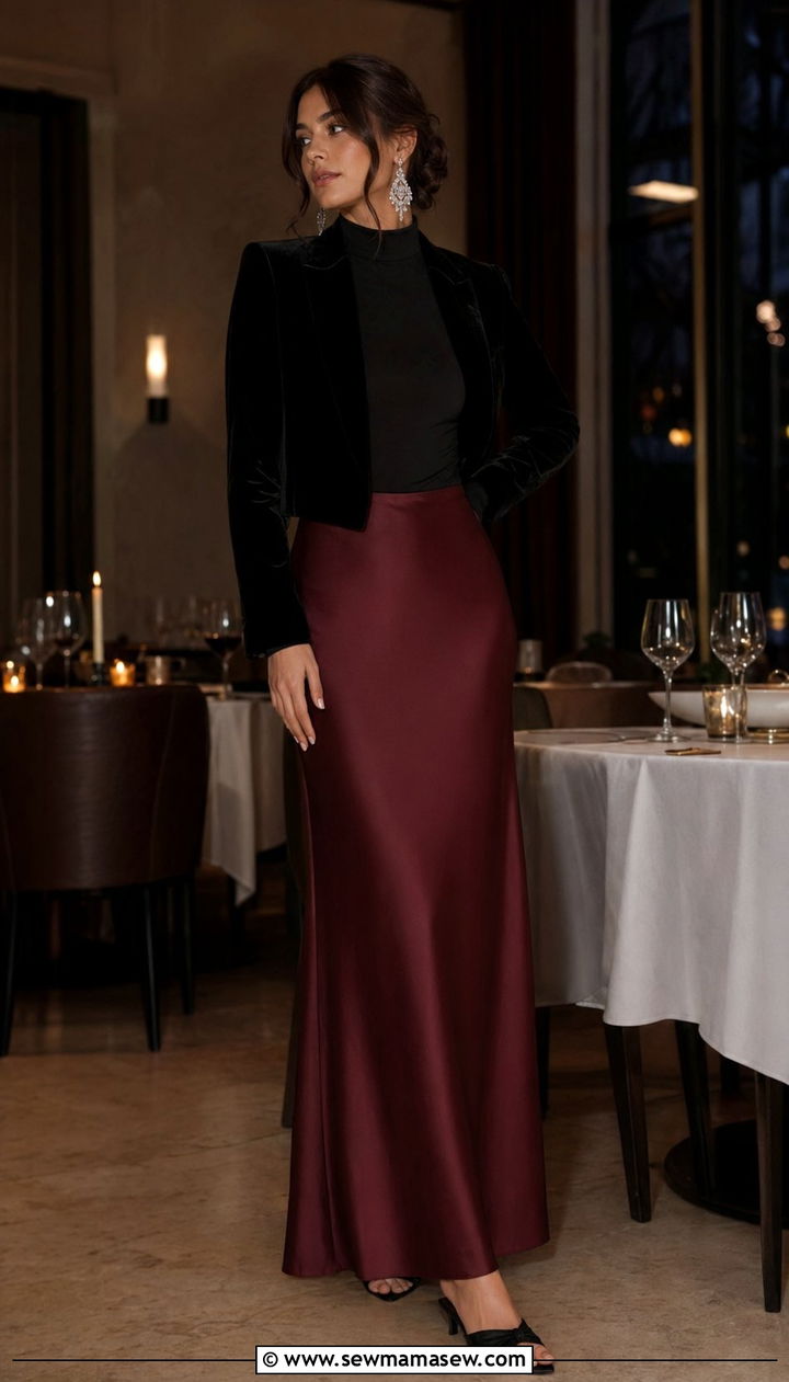 Modest Evening Outfit With Satin Slip Skirt - 35 Modest fashion outfit ideas