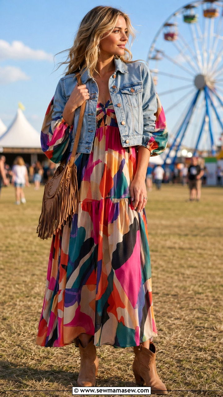 Modest Festival Outfit With Printed Maxi - 35 Modest fashion outfit ideas