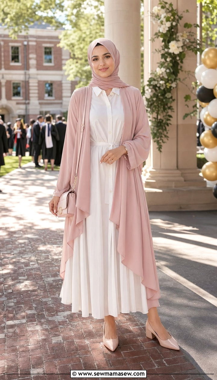 Modest Graduation Outfit With Midi Shirt Dress - 35 Modest fashion outfit ideas
