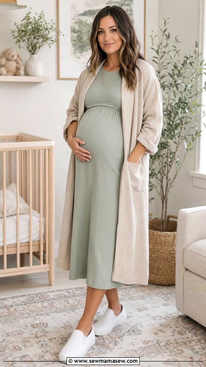 Modest Pregnancy Outfit With Empire Waist Dress - 35 Modest fashion outfit ideas