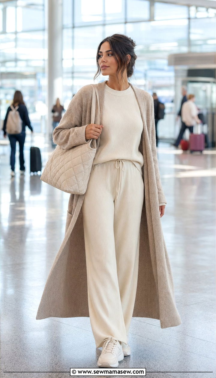 Modest Travel Outfit With Knit Co Ord Set - 35 Modest fashion outfit ideas