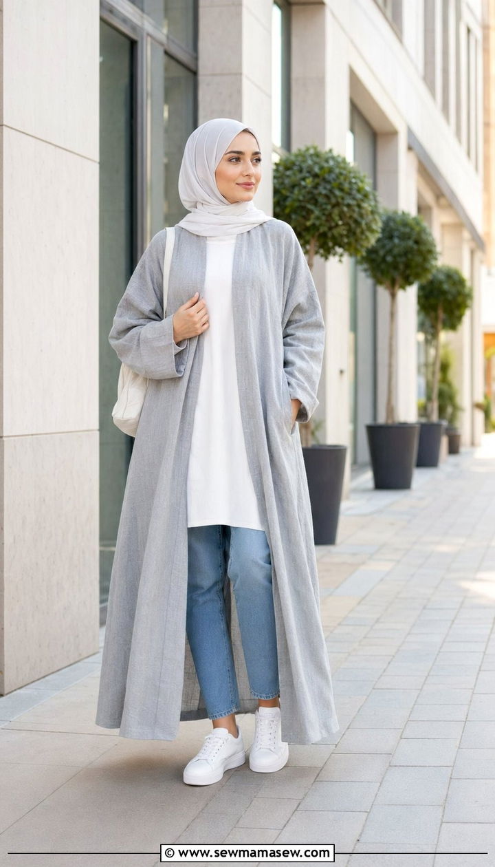 Modest abaya outfit with white sneakers - 35 Modest outfit ideas for hijabis