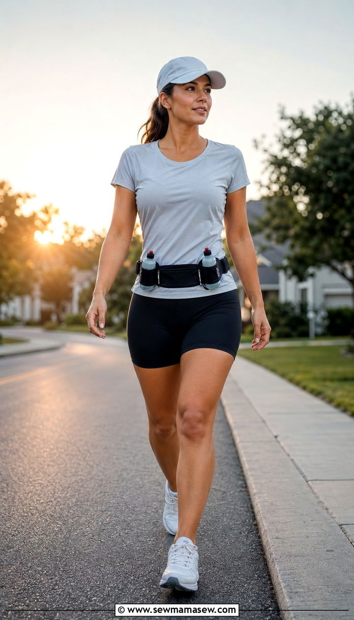 Moisture wicking tee and compression shorts running outfit - 35 Running outfit ideas summer