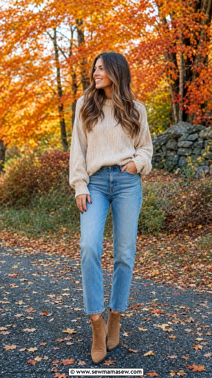 Mom Jeans With a Chunky Knit - 30 Best jeans for tall women