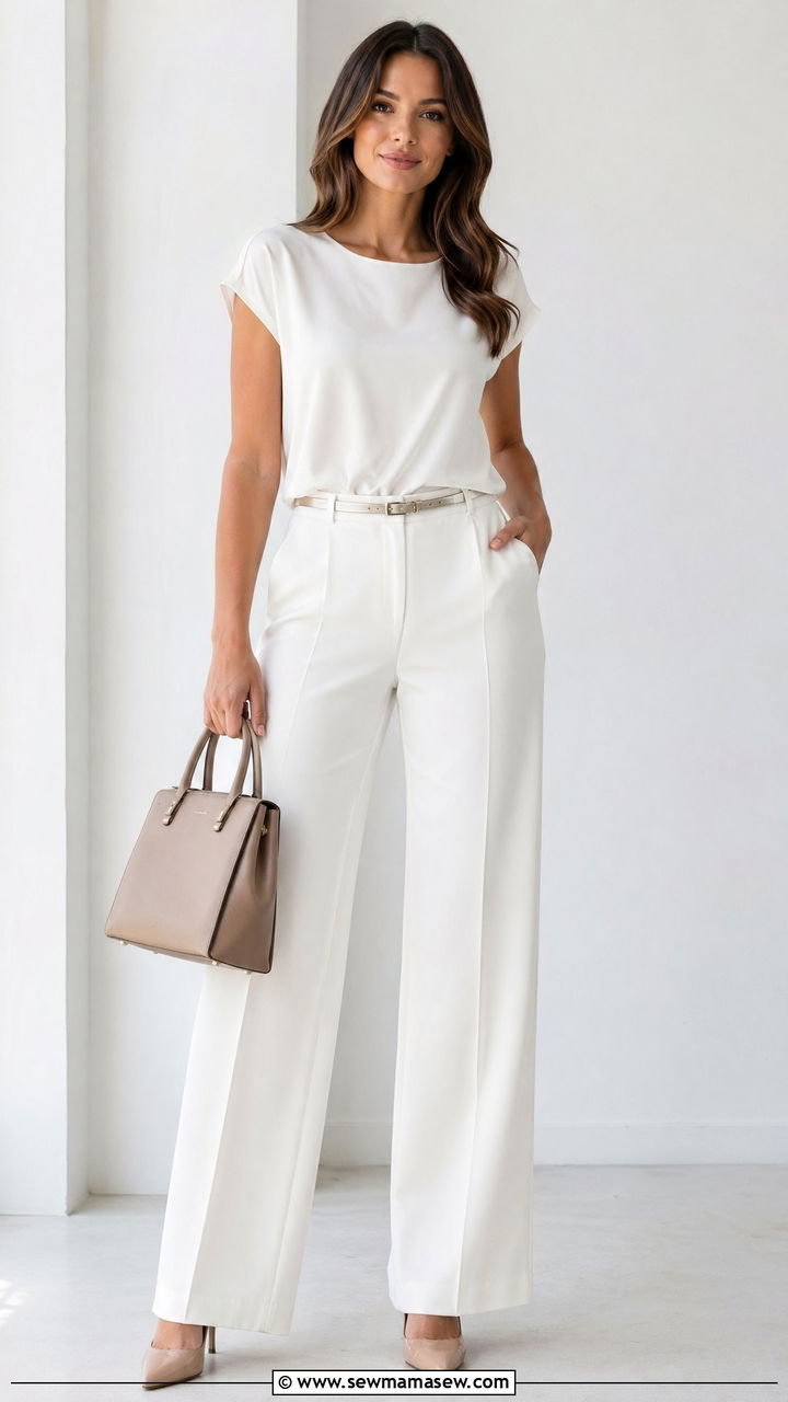 Monochromatic All White Outfit - 35 summer interview outfit ideas