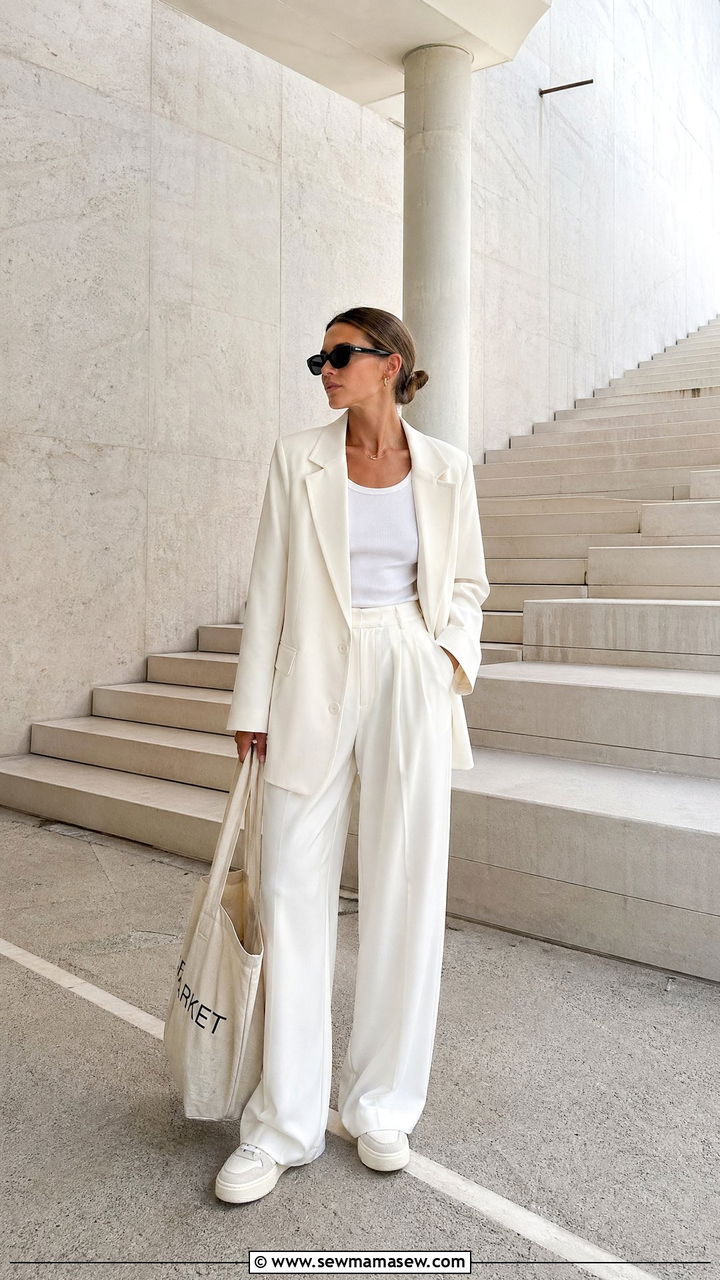 Monochromatic White Suit Outfit - 35 Copenhagen outfit ideas