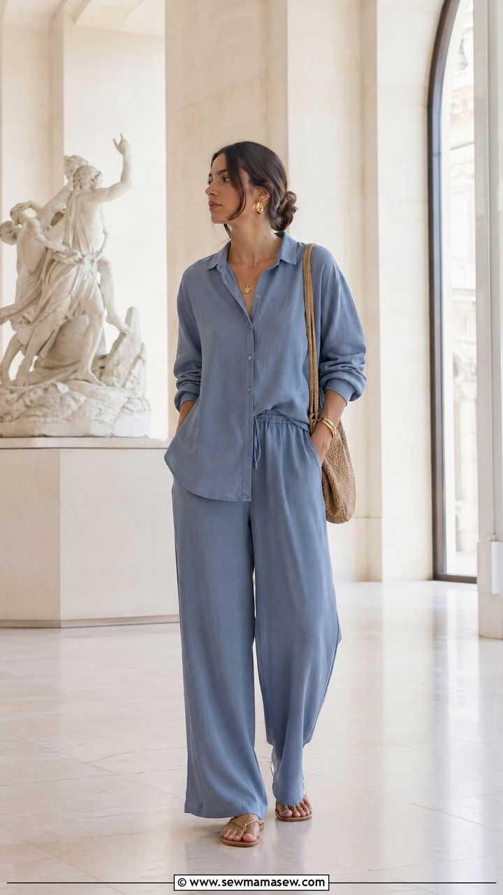 Monochromatic Wide Leg Set - 35 Spring travel outfit ideas 2026