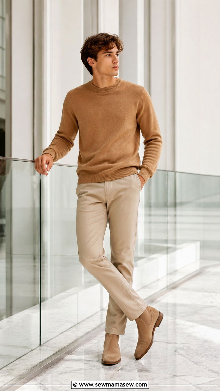 Monochromatic neutral outfit senior portrait - 30 Senior portrait outfit ideas guys