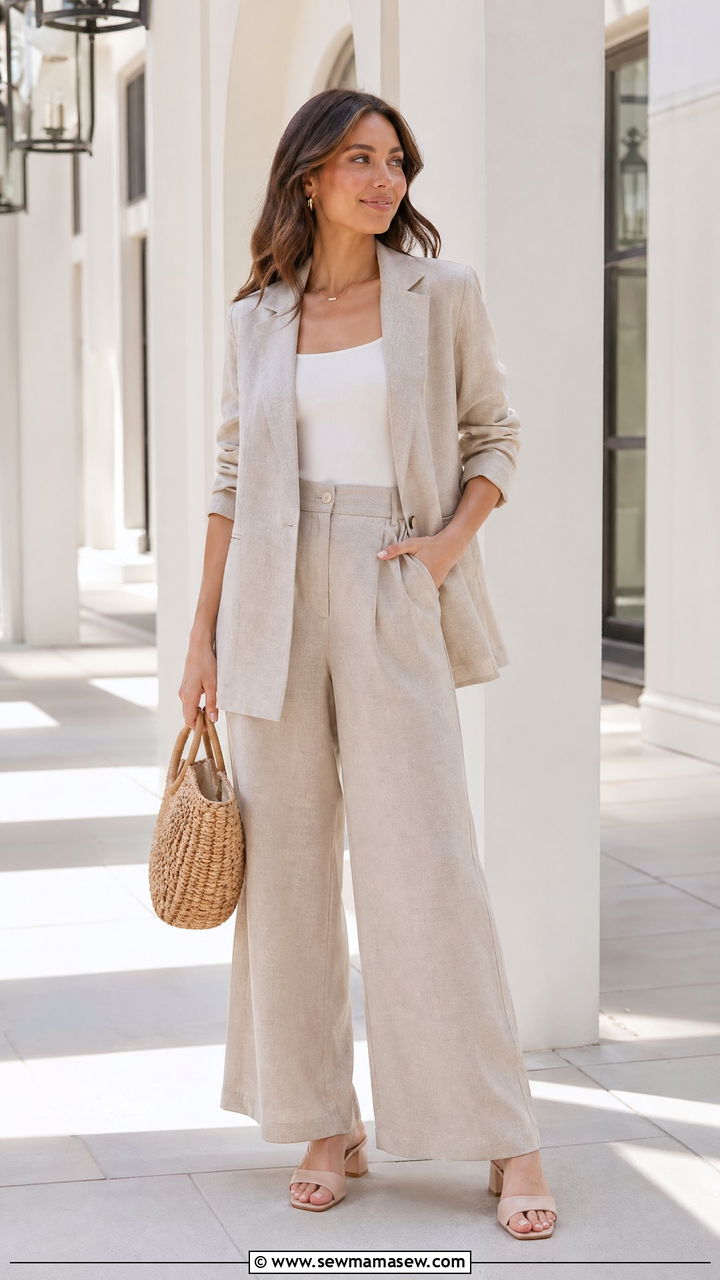 Monochrome Beige Co Ord Set - 35 Cute work outfits for women