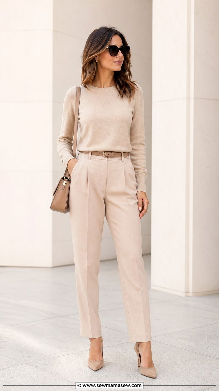 Monochrome Beige Ensemble - 35 Classy spring outfits