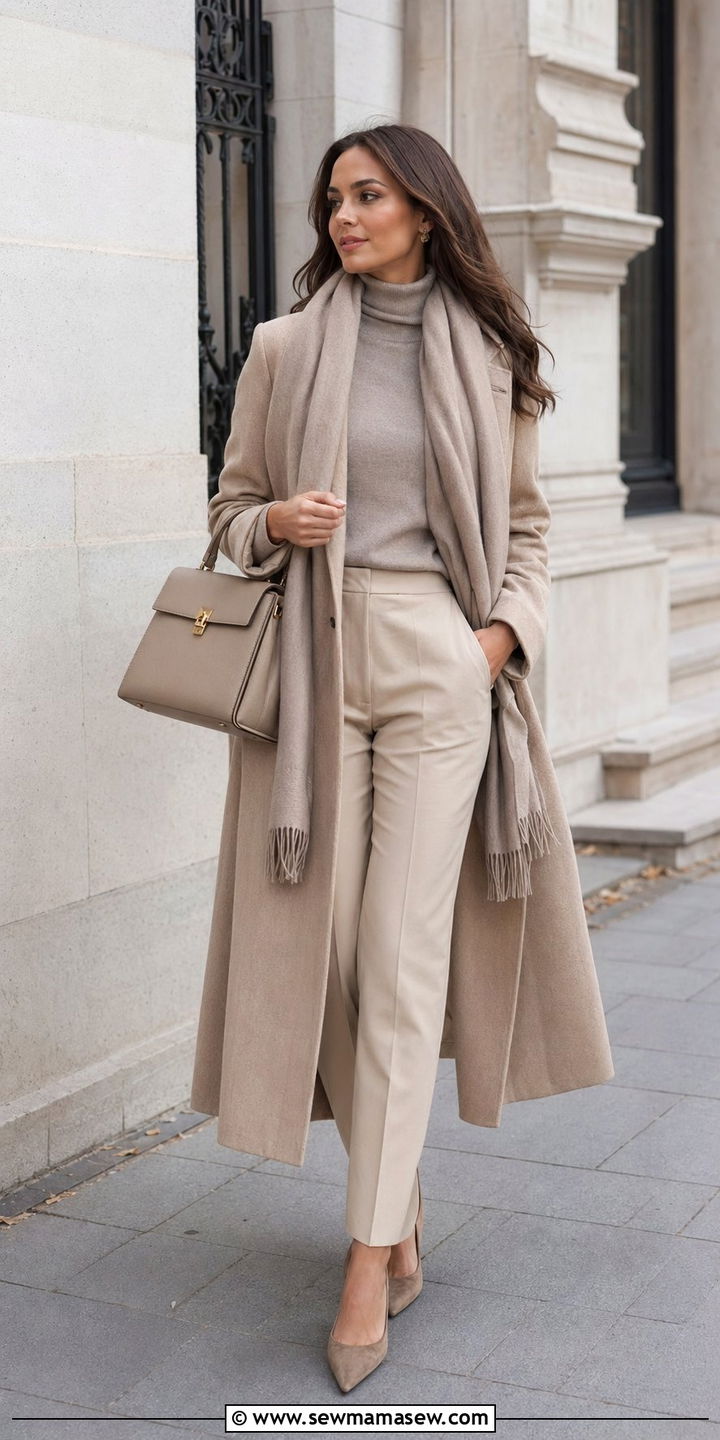 Monochrome Beige Ensemble - 35 Modest outfit ideas old money