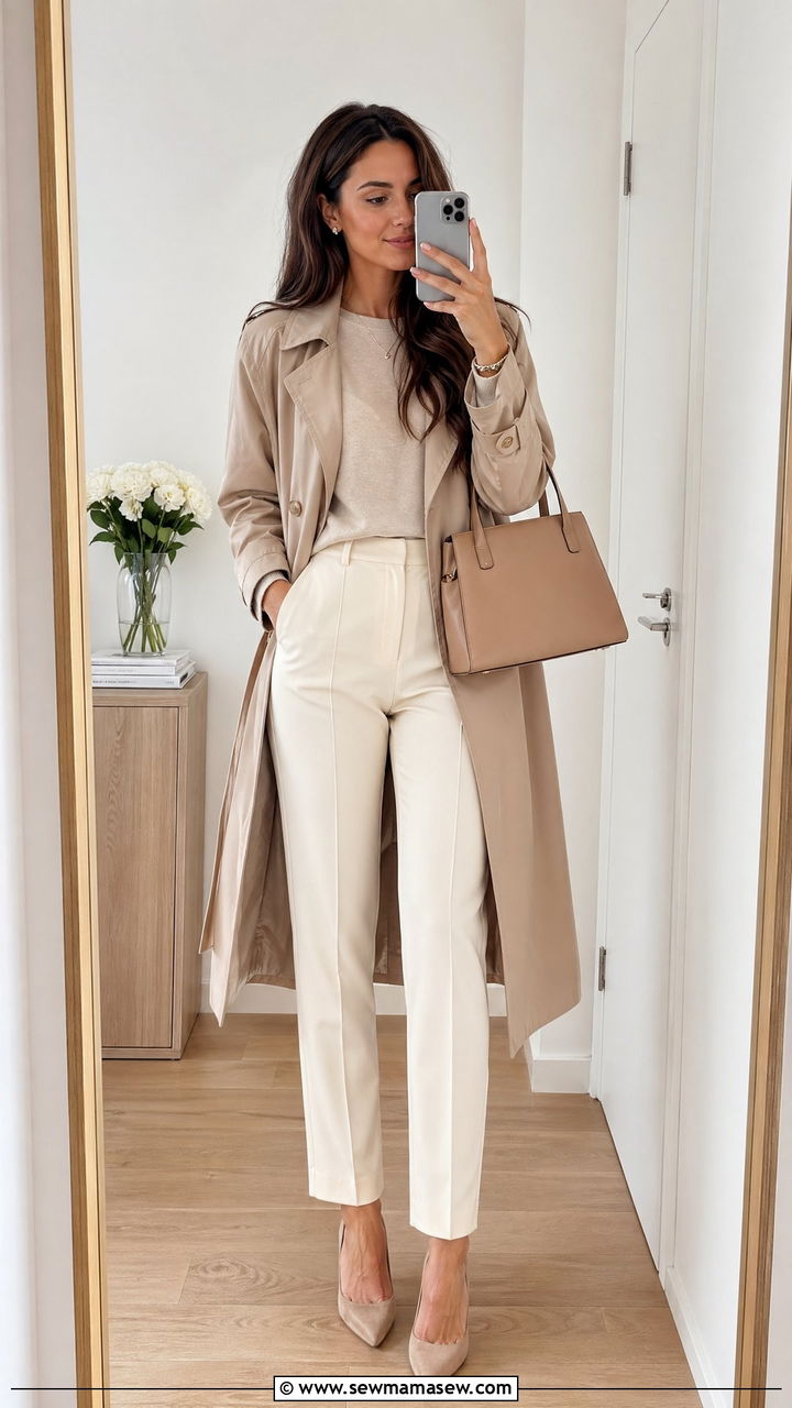 Monochrome Beige Look For Spring Interview - 35 Spring job interview outfits