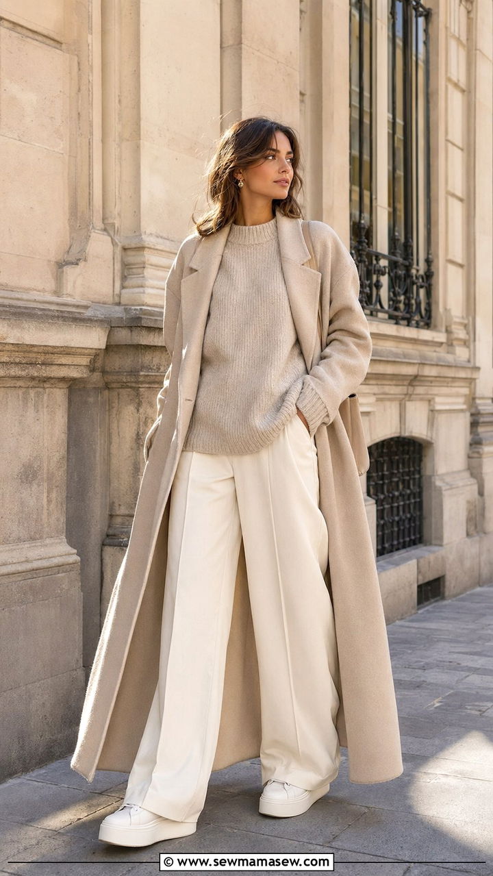 Monochrome Beige Outfit - 35 Parisian travel outfits