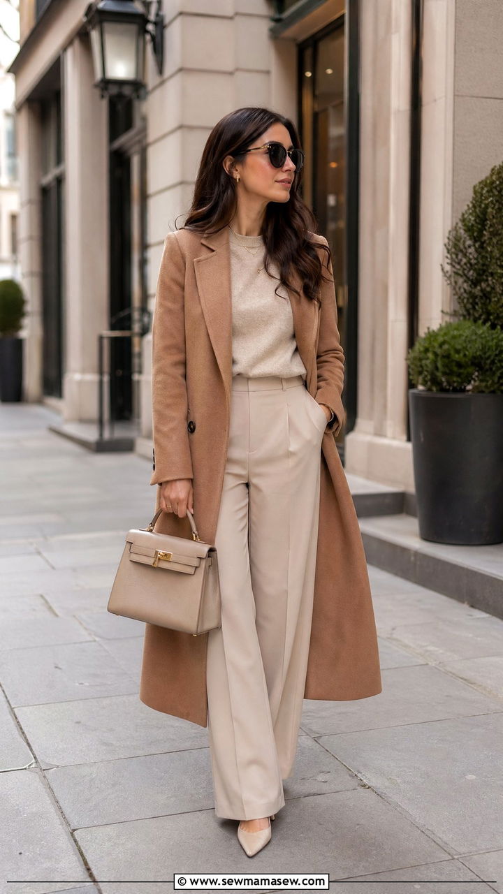 Monochrome Beige With Camel Coat - 35 Cold spring outfits