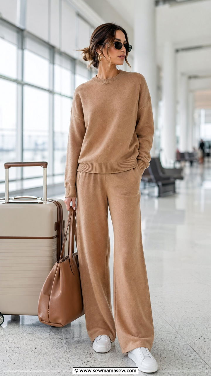 Monochrome Cashmere Set Airport Outfit - 35 classy airport outfit ideas