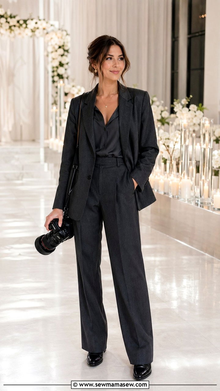 Monochrome Charcoal Look for Formal Wedding Photographers - 30 Wedding photographer outfit ideas