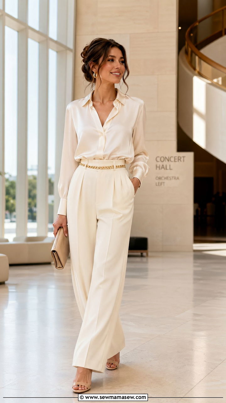 Monochrome Cream Outfit For Classical Concert - 35 Classical concert outfit ideas