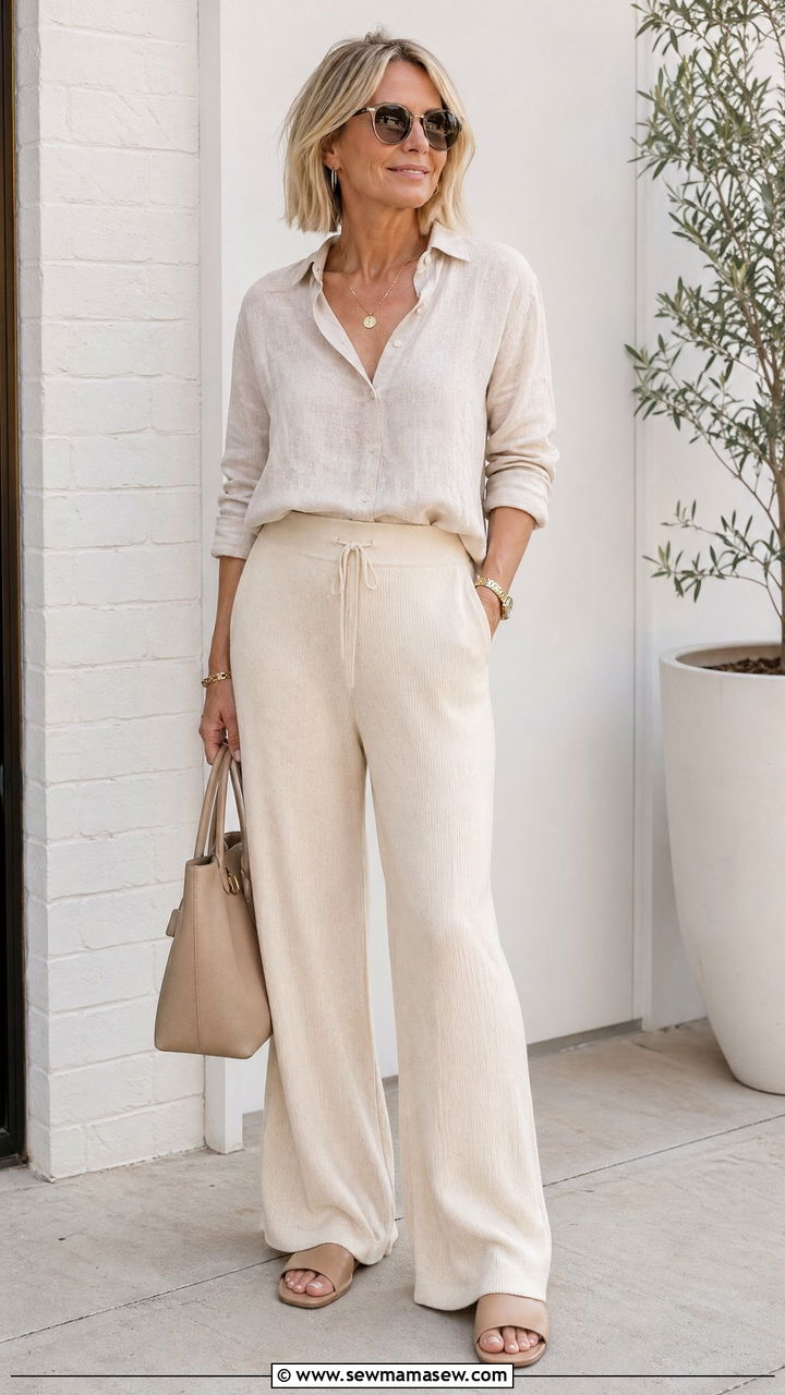 Monochrome Ecru from Top to Bottom - 35 Chic outfits for women over 40