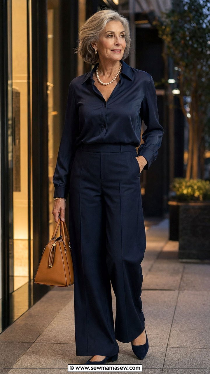 Monochrome Navy Outfit - 35 Outfit ideas for women over 75