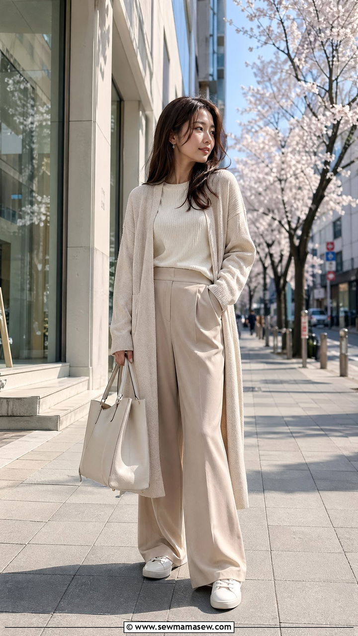 Monochrome Neutral Layered Outfit Spring Japan - 35 Spring Japan outfit ideas