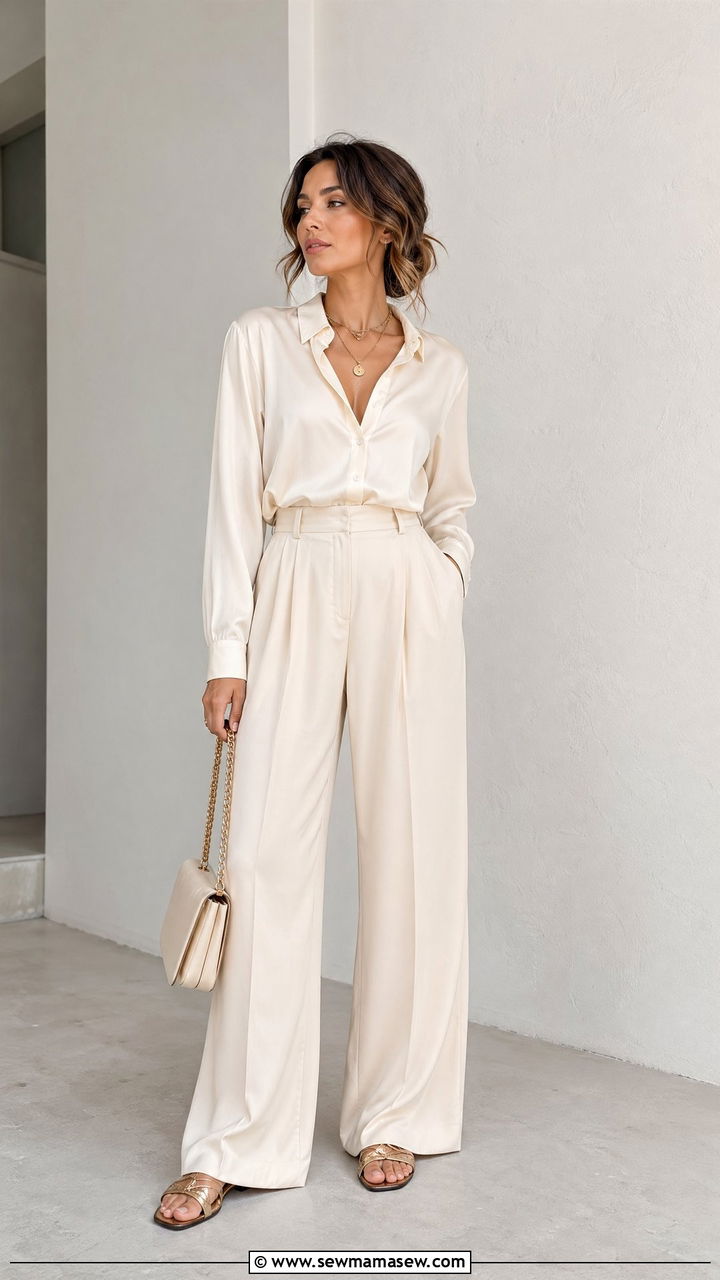 Monochrome Neutrals with Gold Accessories - 35 Classy brunch outfit ideas
