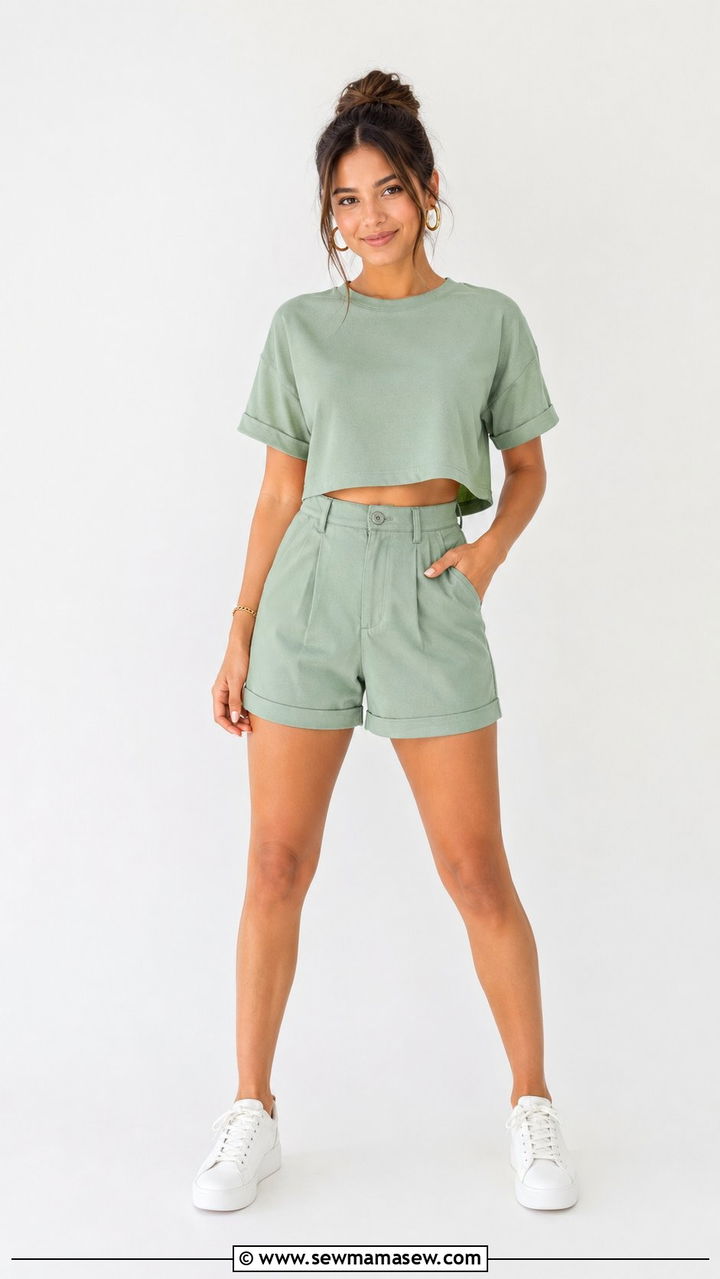 Monochrome Shorts and Top Set Outfit - 30 Best shorts for petite women