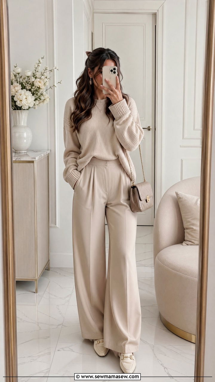 Monochrome Soft Beige Outfit - 35 spring soft girl outfit ideas