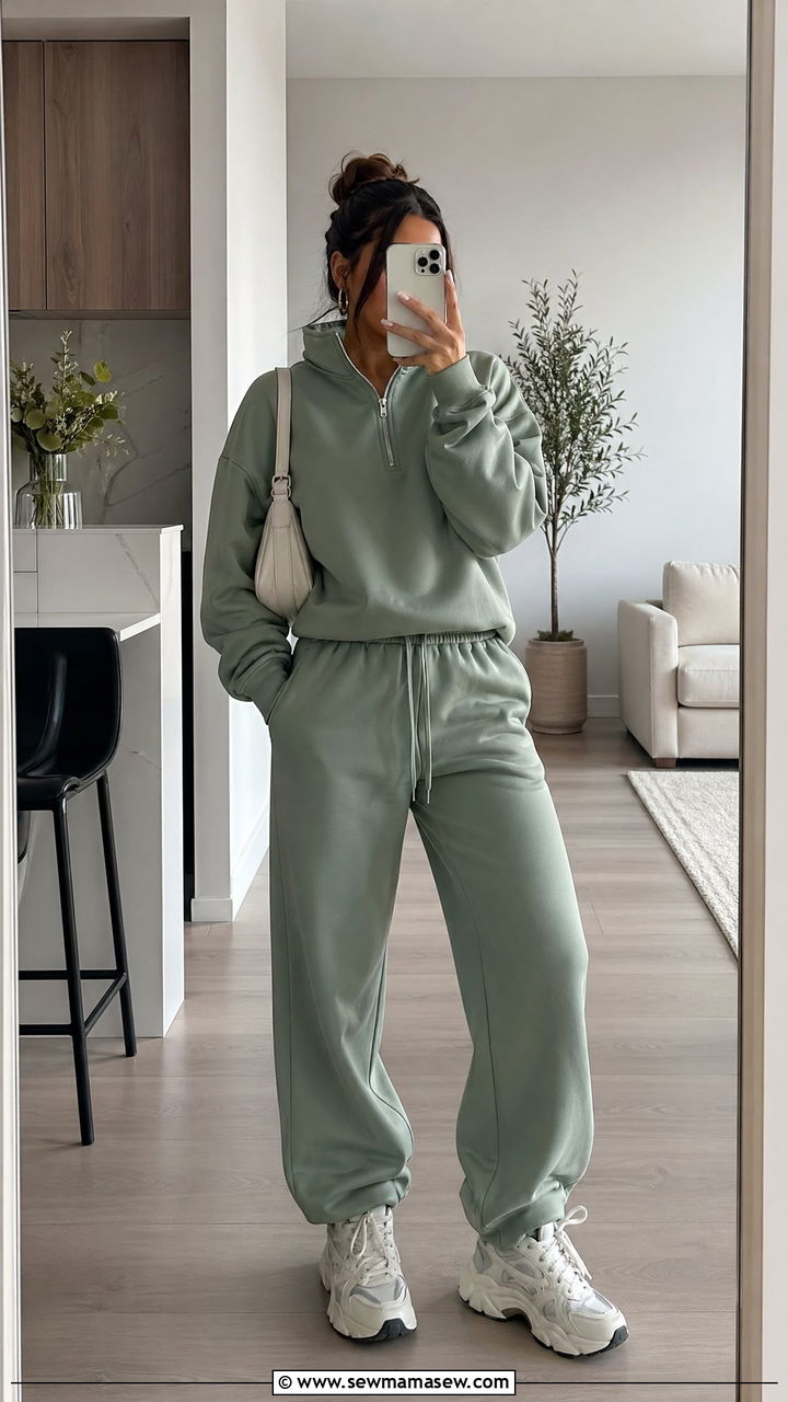 Monochrome Tracksuit With Statement Sneakers - 35 Streetwear outfit ideas