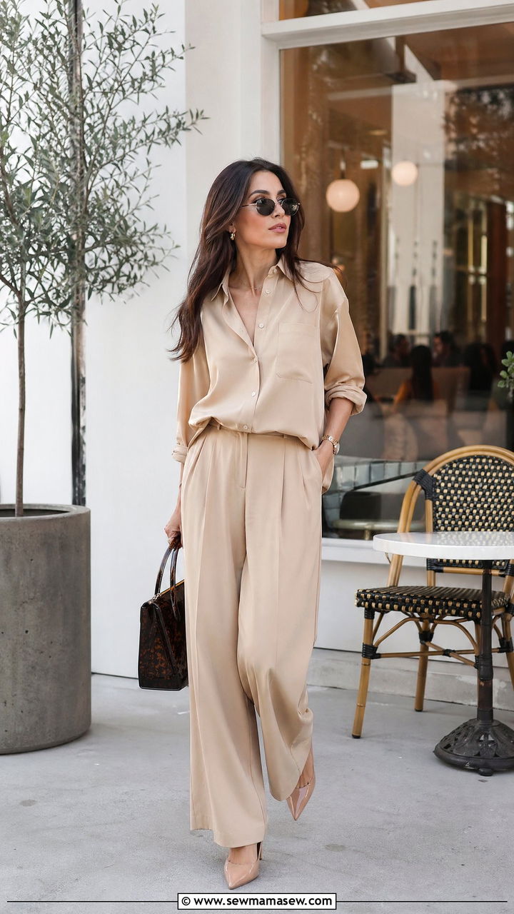 Monochrome beige co ord set outfit - 35 classy brunch outfits