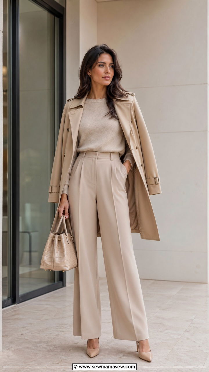 Monochrome beige outfit for brunch - 35 chic brunch outfits for women